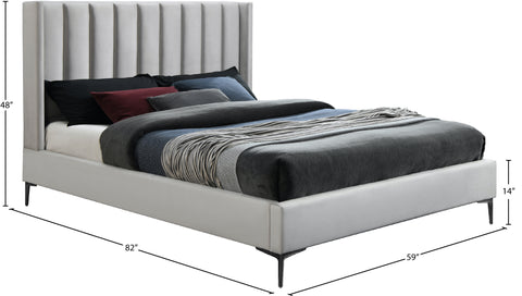 Nola Cream Velvet Upholstered Full Bed, 1 Piece
