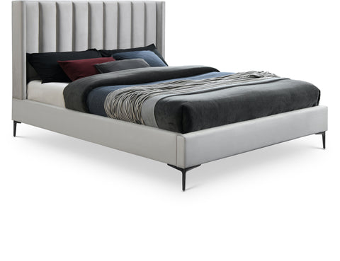 Nola Cream Velvet Upholstered Full Bed, 1 Piece