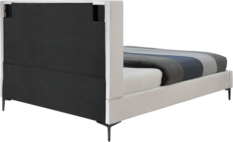 Nola Cream Velvet Upholstered Full Bed, 1 Piece