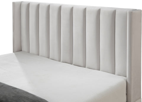 Nola Cream Velvet Upholstered Full Bed, 1 Piece