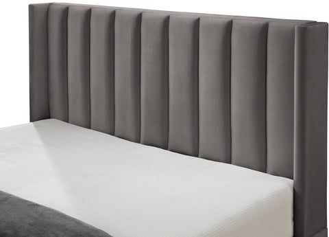Nola Grey Velvet Upholstered Full Bed, 1 Piece