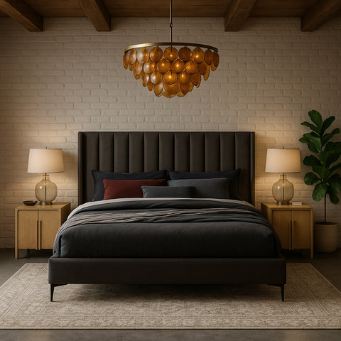 Nola Grey Velvet Upholstered King Bed, 1 Piece