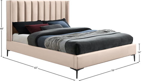 Nola Pink Velvet Upholstered Full Bed, 1 Piece