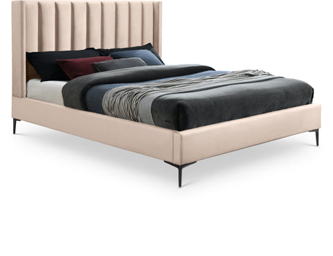 Nola Pink Velvet Upholstered Full Bed, 1 Piece