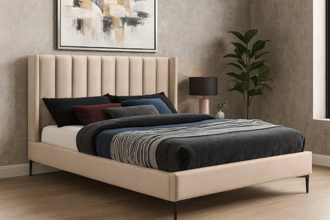 Nola Pink Velvet Upholstered Full Bed, 1 Piece
