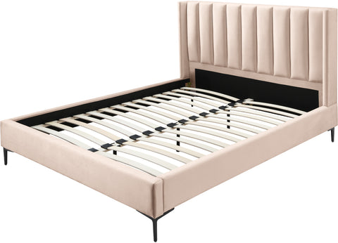 Nola Pink Velvet Upholstered King Bed, 1 Piece