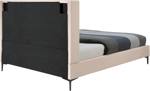 Nola Pink Velvet Upholstered Queen Bed, 1 Piece