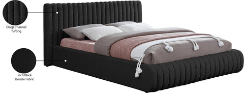 Jax Black Boucle Fabric Queen Bed Q