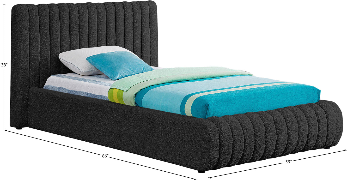 jax black boucle fabric twin bed t