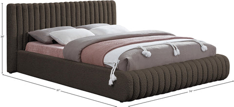 Jax Brown Boucle Fabric Queen Bed Q