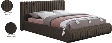 Jax Brown Boucle Fabric Queen Bed Q