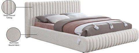 Jax Cream Boucle Fabric Queen Bed Q