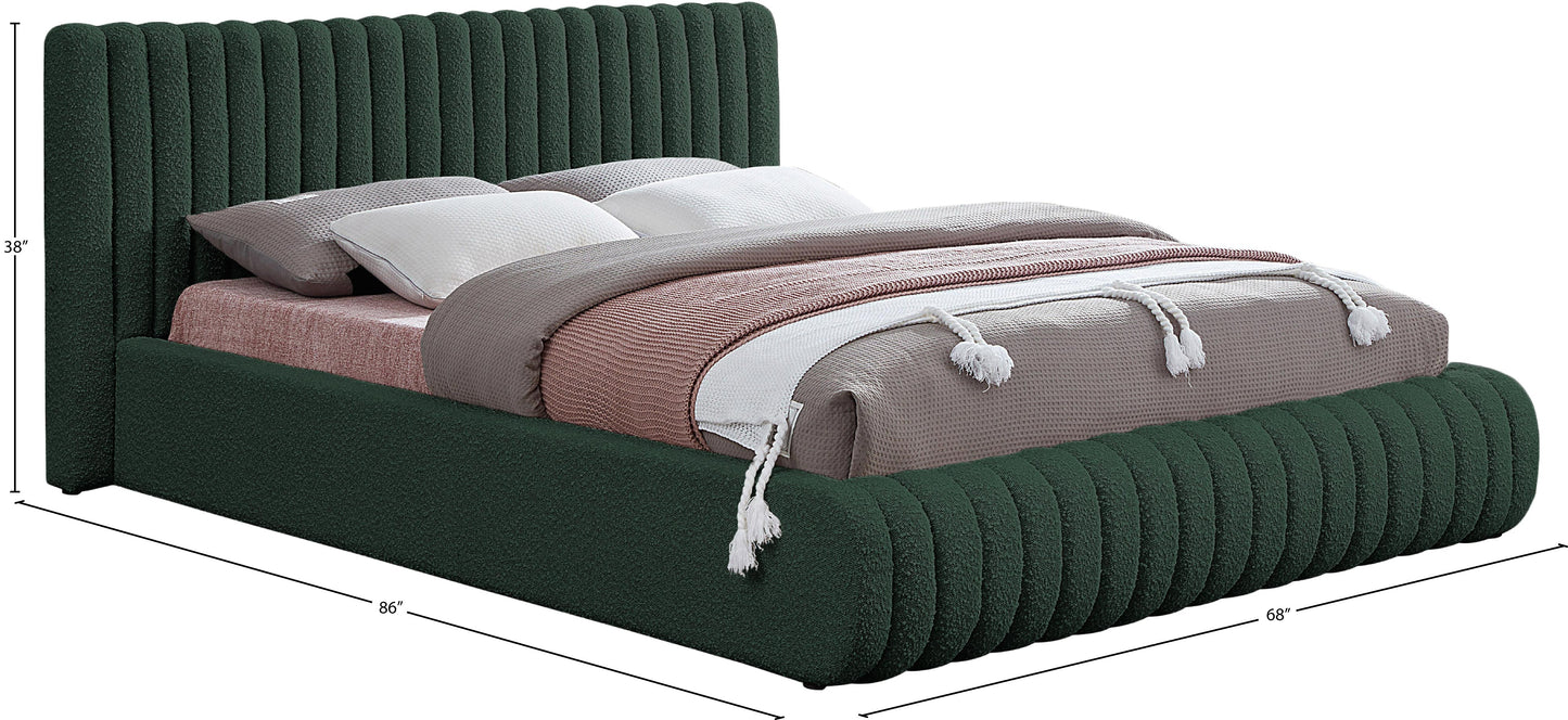 jax green boucle fabric full bed f