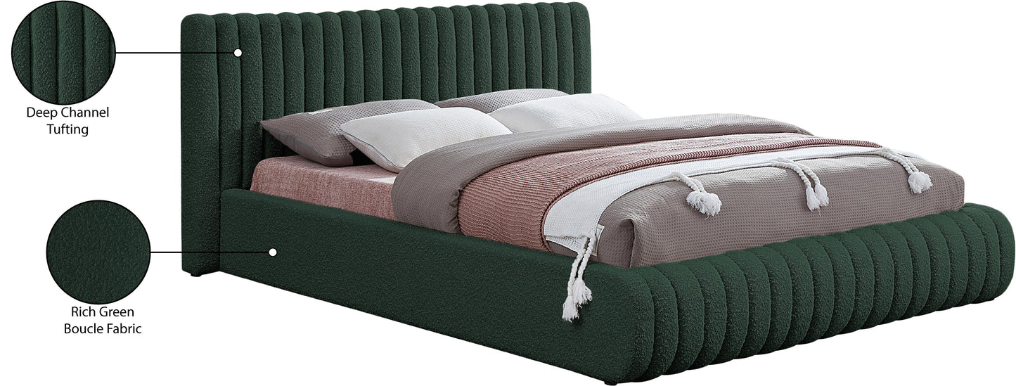 jax green boucle fabric king bed k