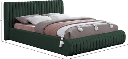 Jax Green Boucle Fabric Queen Bed Q