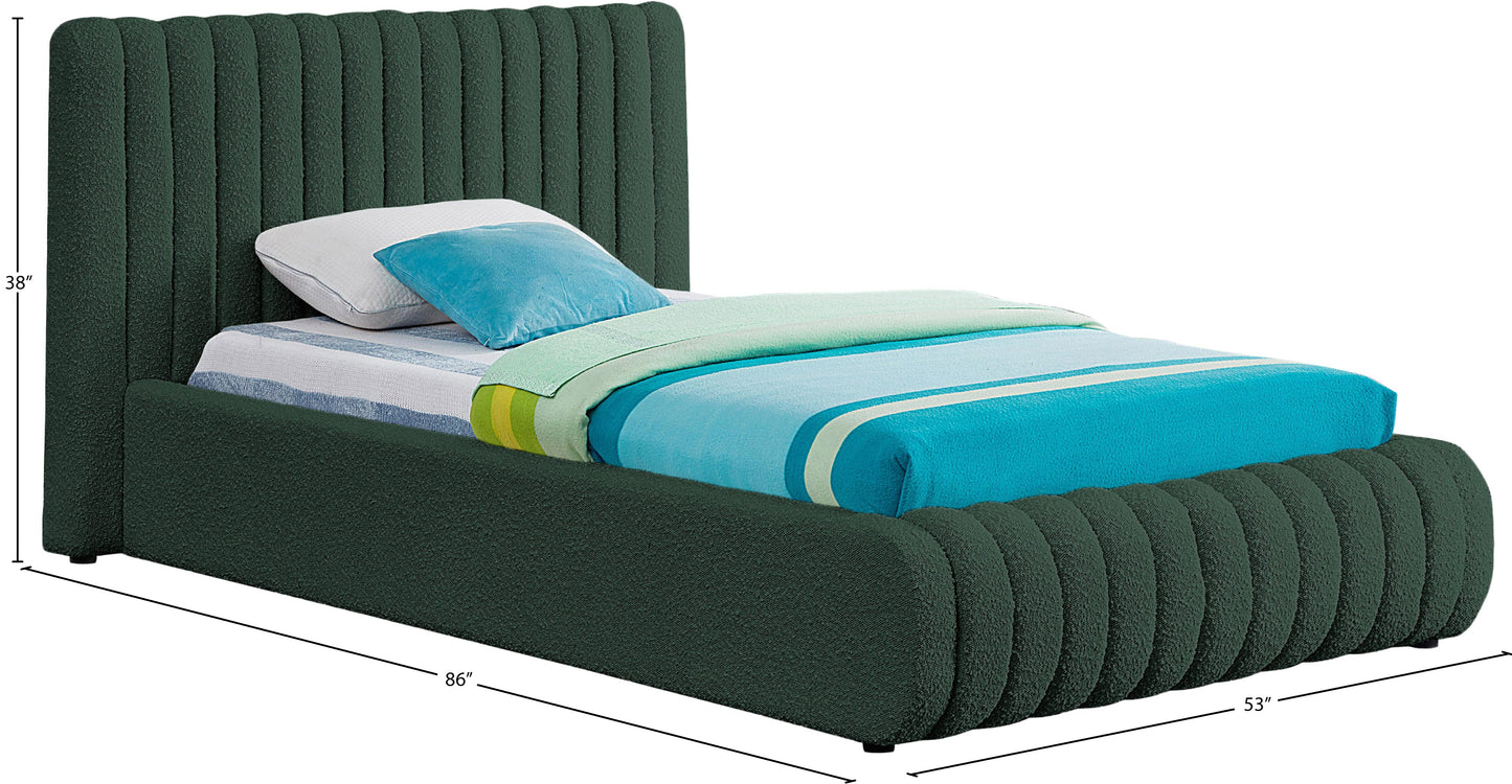 jax green boucle fabric twin bed t