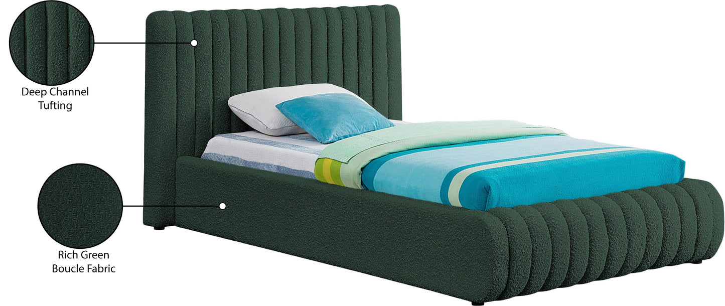 jax green boucle fabric twin bed t