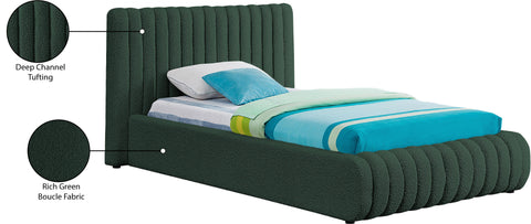 Jax Green Boucle Fabric Twin Bed T