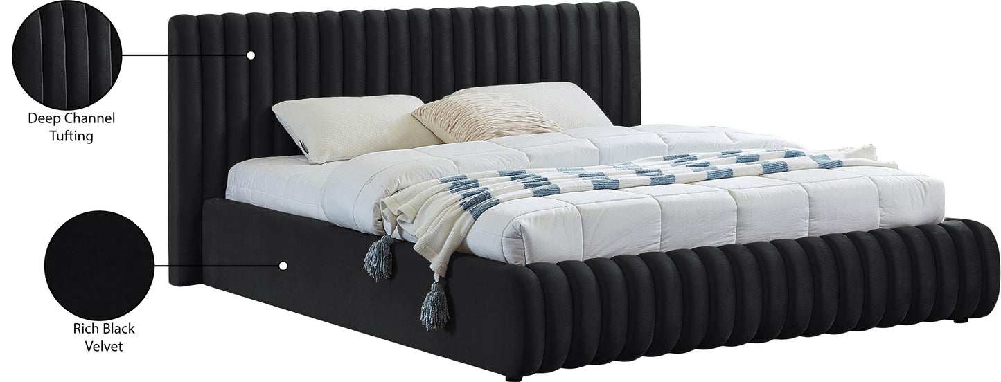 hailey black velvet king bed k