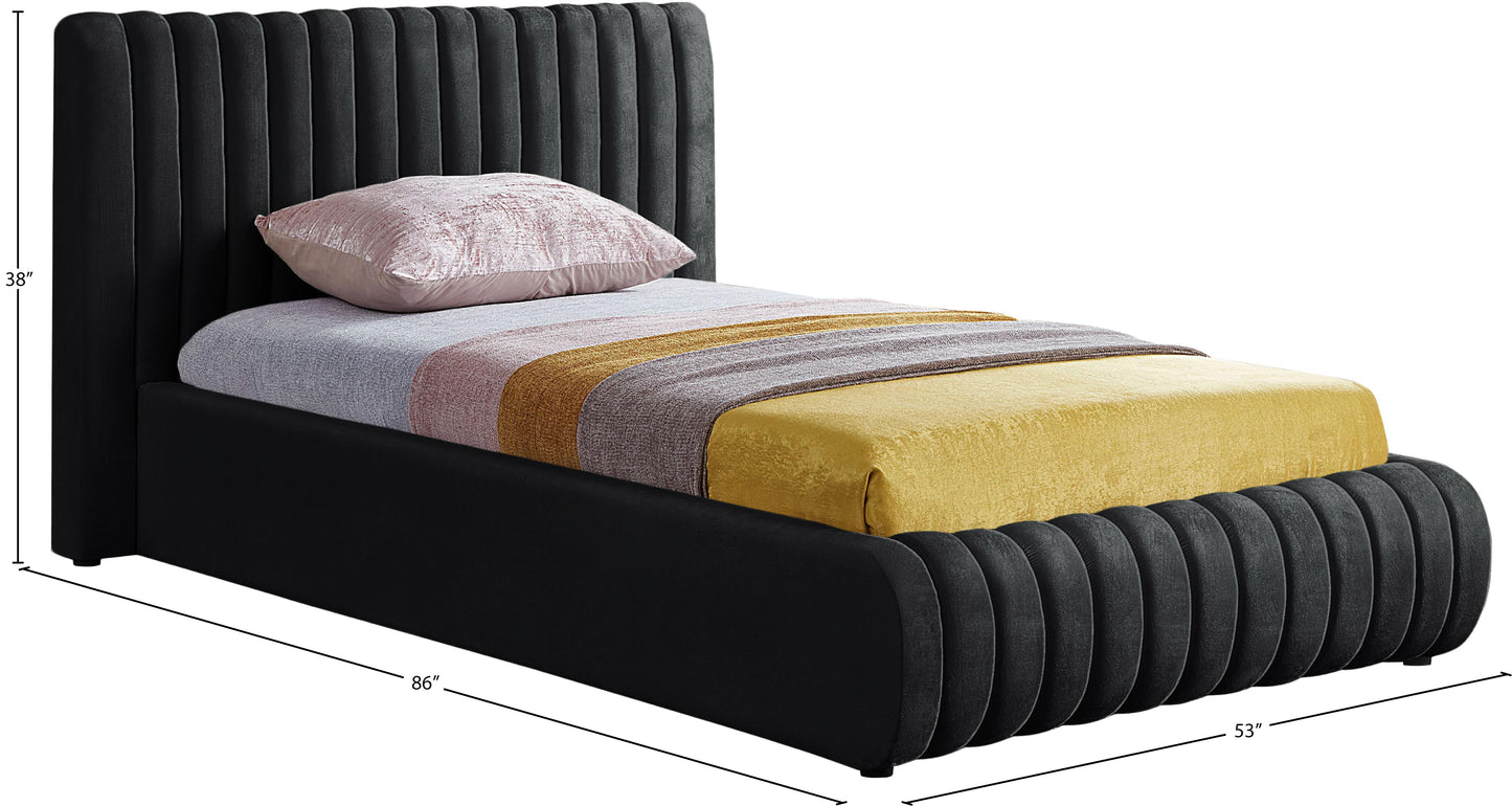 hailey black velvet twin bed t