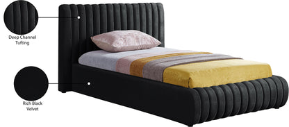 Hailey Black Velvet Twin Bed T