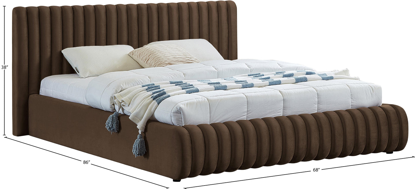 hailey brown velvet full bed f