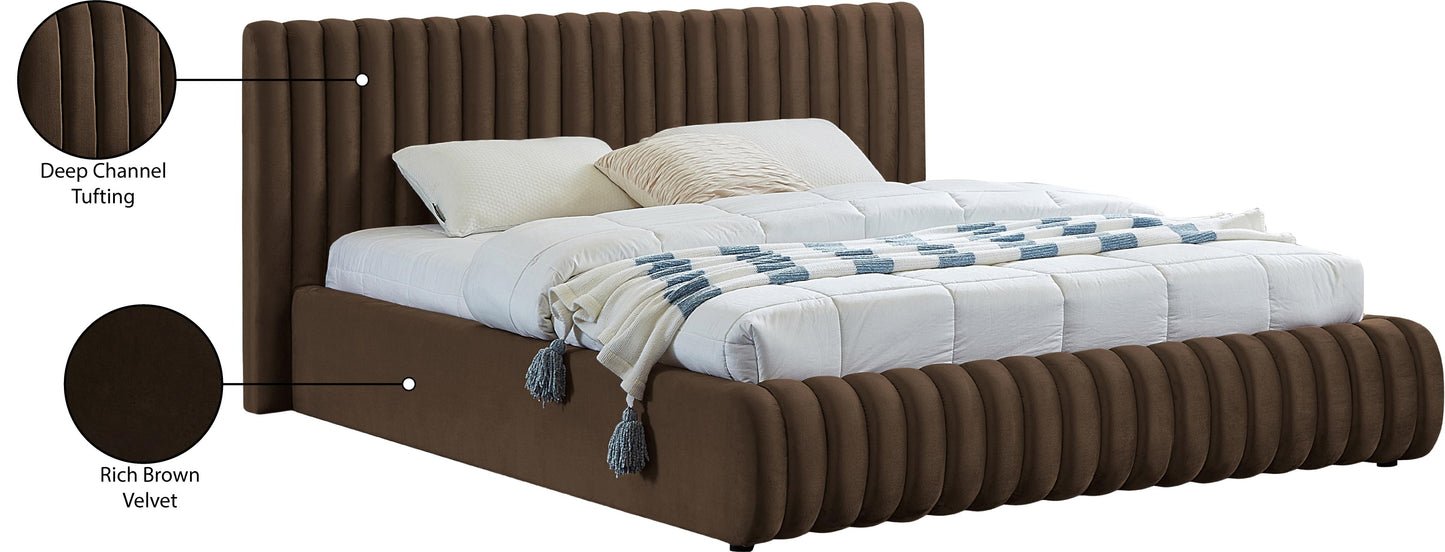 hailey brown velvet full bed f