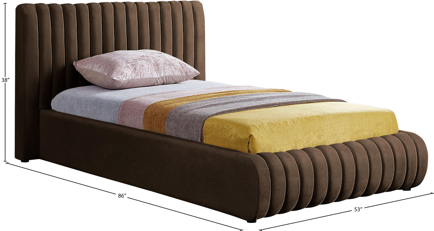 hailey brown velvet twin bed t