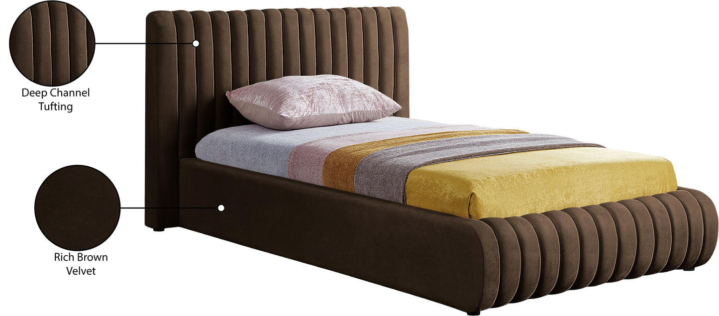 hailey brown velvet twin bed t