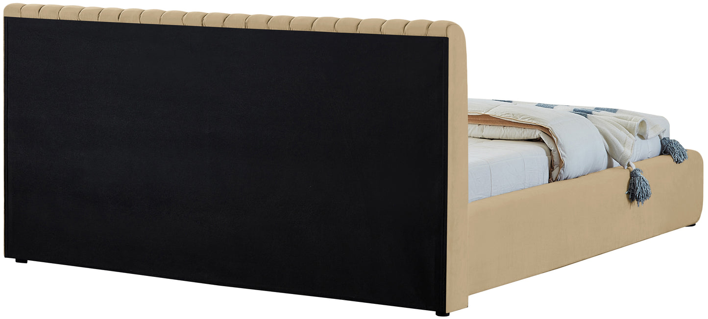 hailey camel velvet full bed f