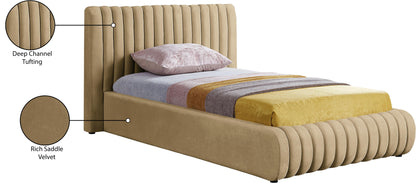 Hailey Camel Velvet Twin Bed T