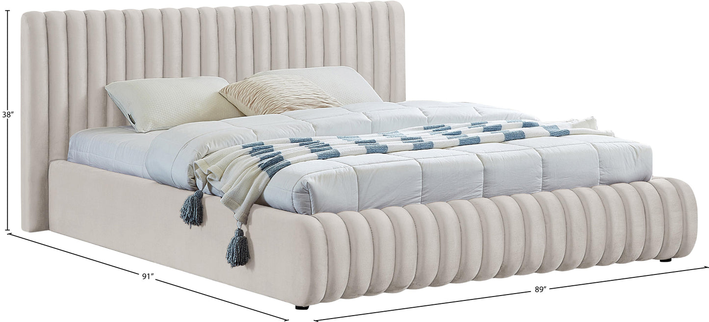 hailey cream velvet king bed k