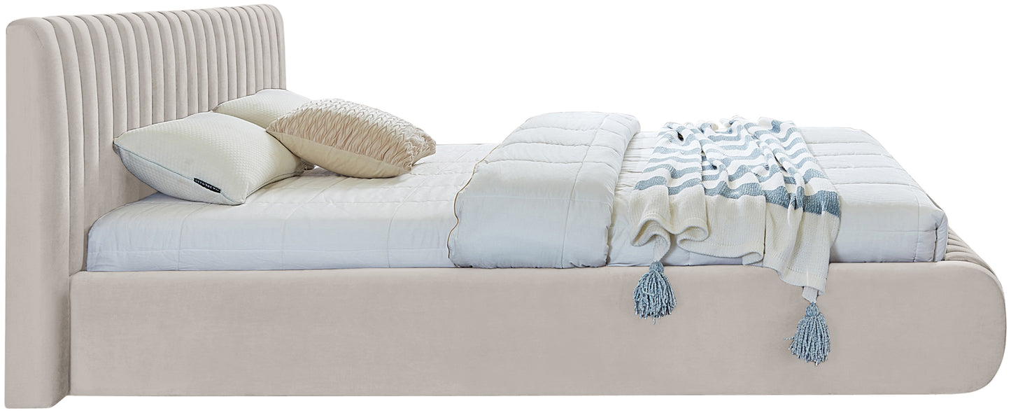 hailey cream velvet king bed k