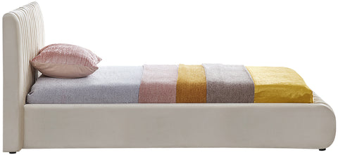 Hailey Cream Velvet Twin Bed T