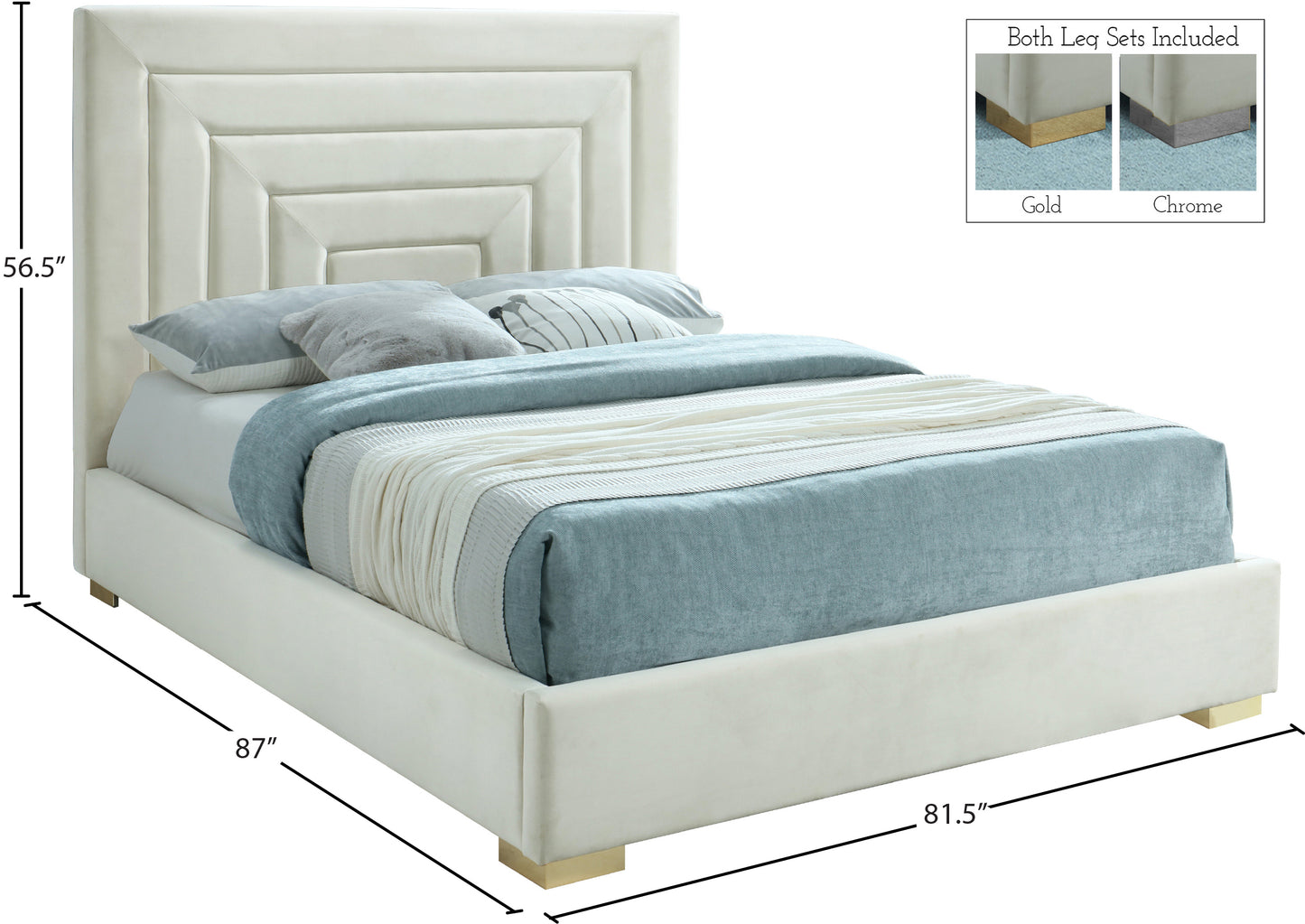 isla cream velvet king bed k