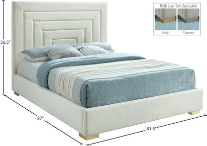 Isla Cream Velvet King Bed K