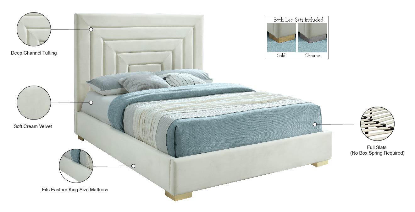 isla cream velvet king bed k