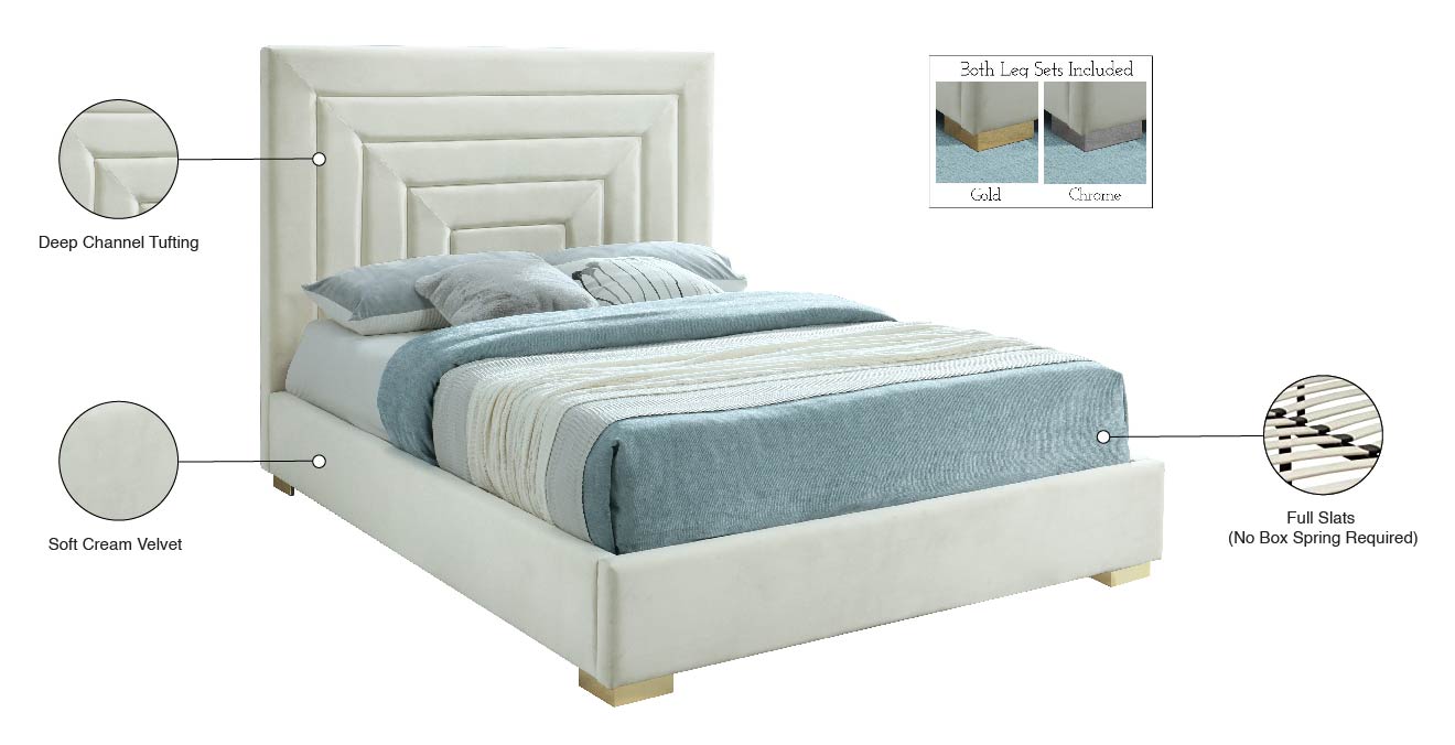 isla cream velvet queen bed q