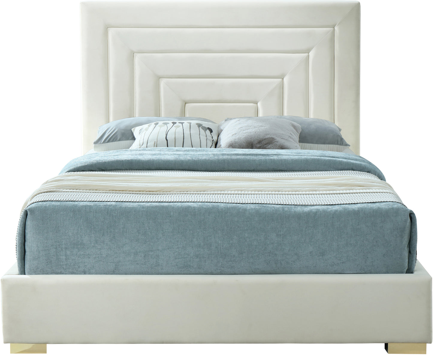 isla cream velvet queen bed q