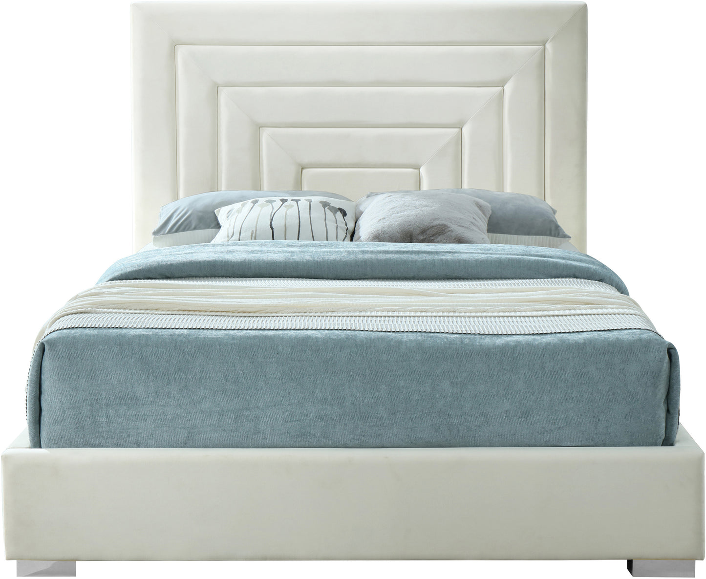 isla cream velvet queen bed q