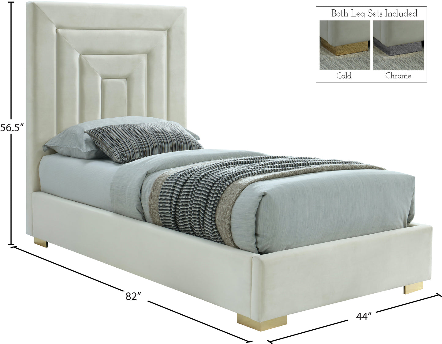 isla cream velvet twin bed t