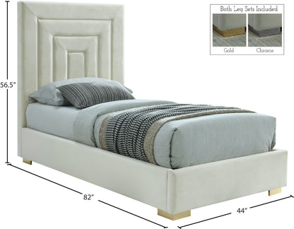 Isla Cream Velvet Twin Bed T