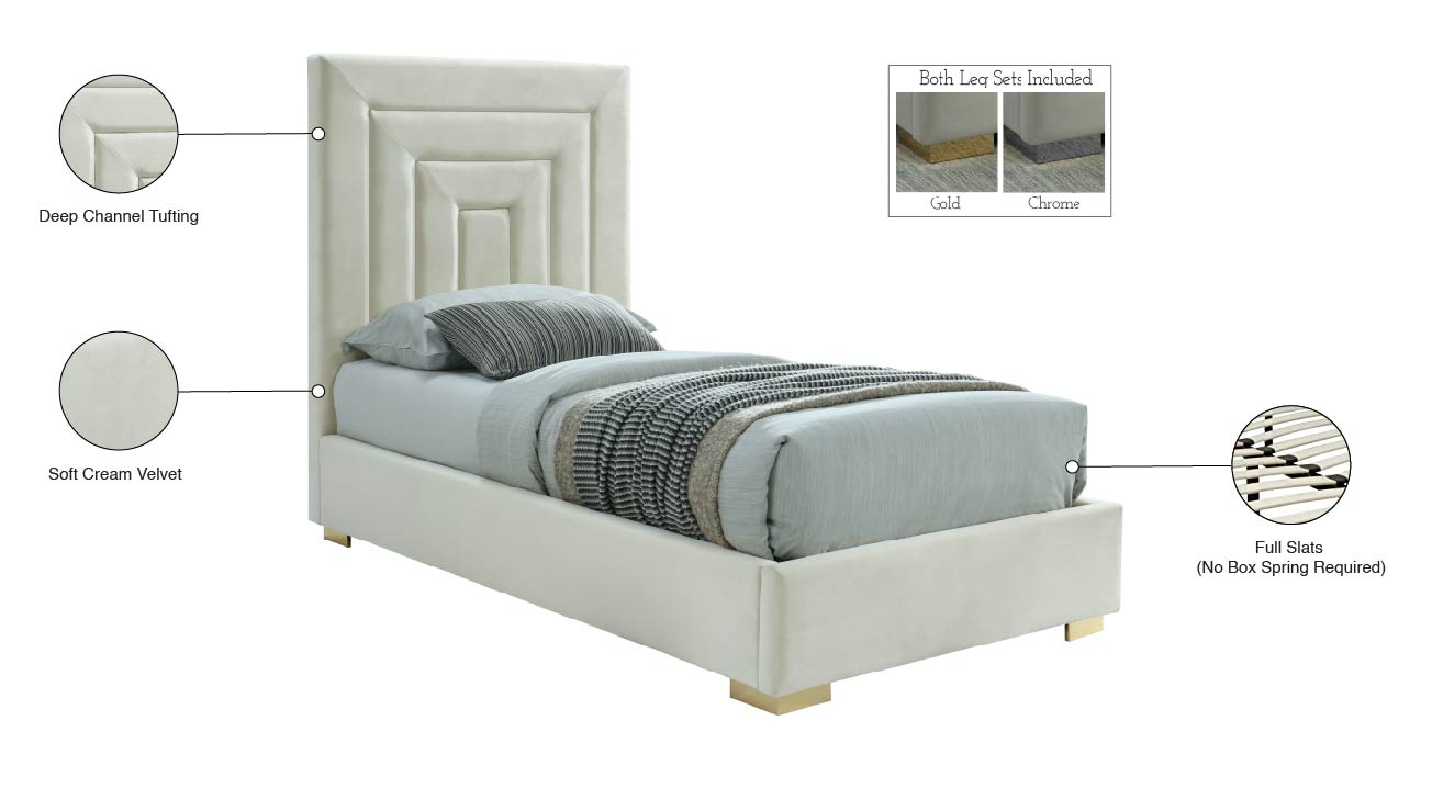 isla cream velvet twin bed t