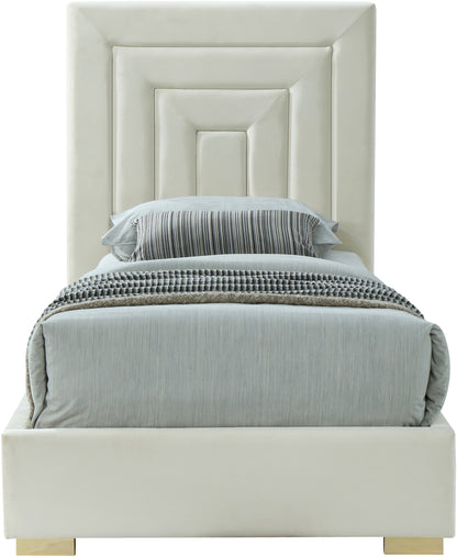 Isla Cream Velvet Twin Bed T