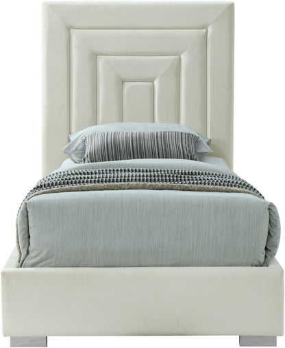 Isla Cream Velvet Twin Bed T