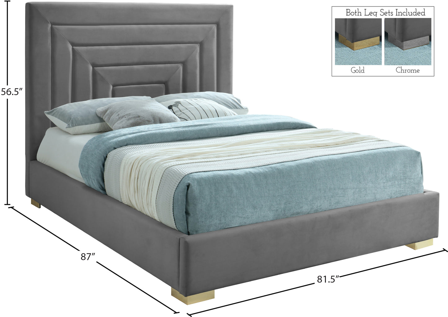 isla grey velvet king bed k