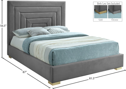 Isla Grey Velvet King Bed K