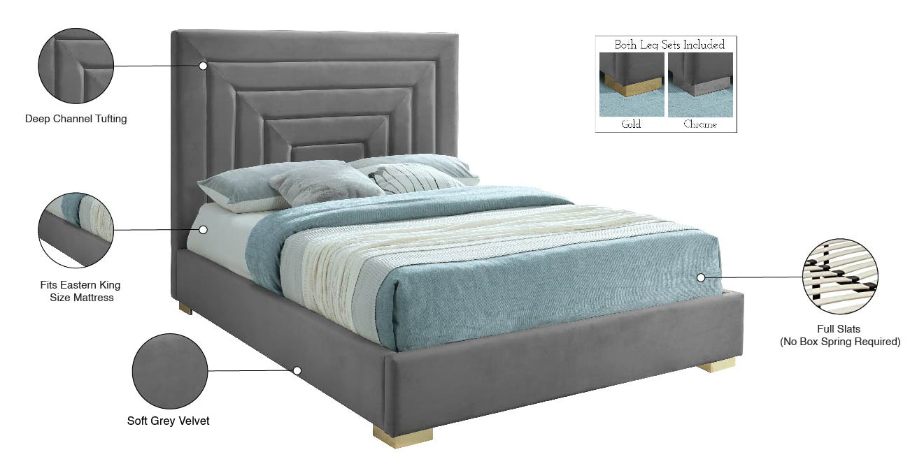 isla grey velvet king bed k