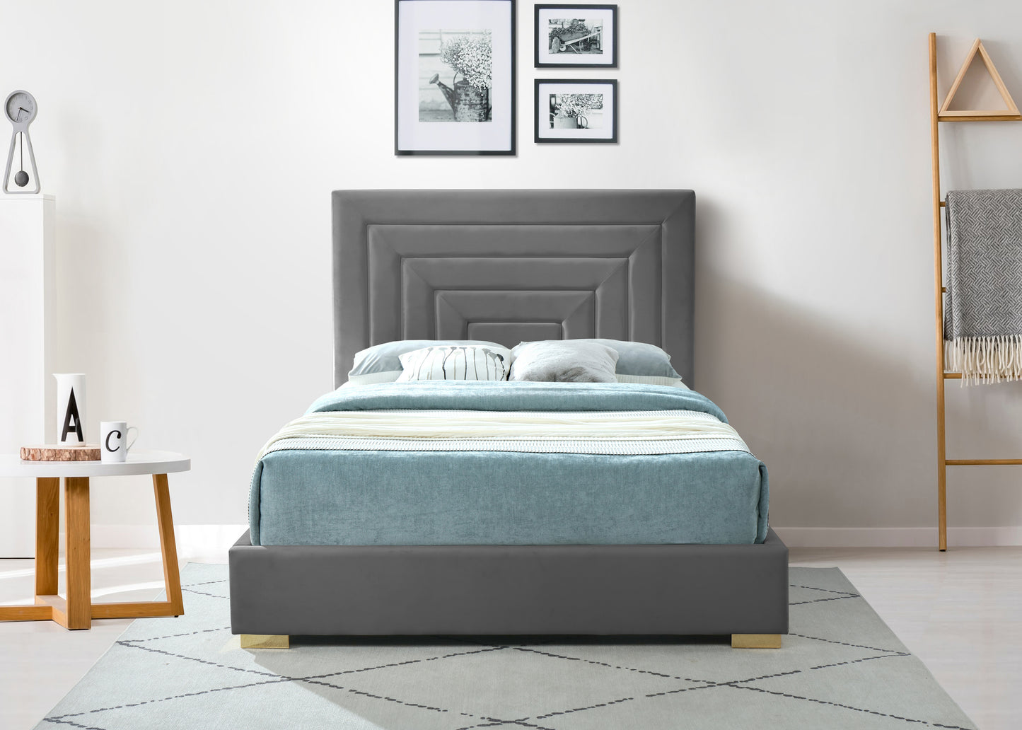 isla grey velvet king bed k