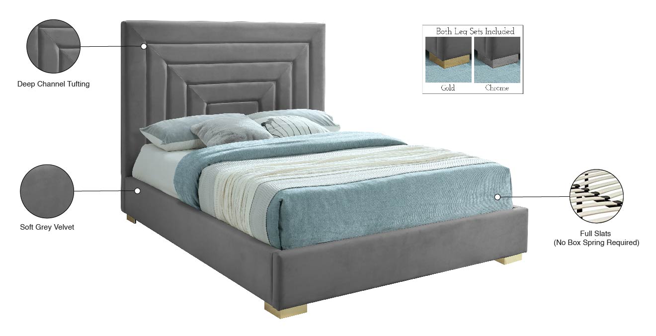 isla grey velvet queen bed q